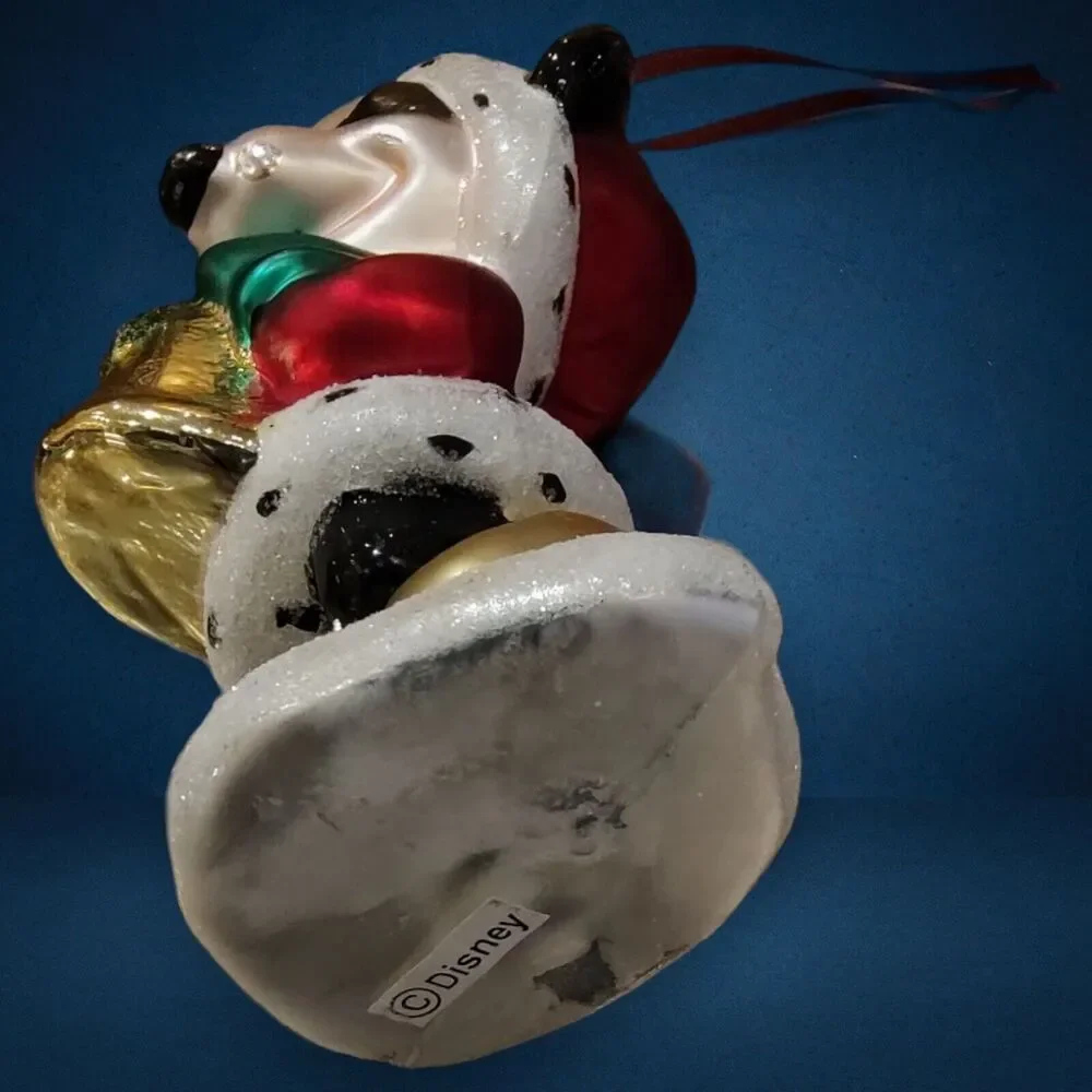 Disney Santa Minnie Mouse Gold Bell Vintage Hand Blown Glass Christmas Ornament